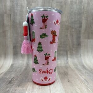 Swig Life 22oz Howdy Holidays Pink Christmas Tumbler NEW Texas‎ Cowboy Boots